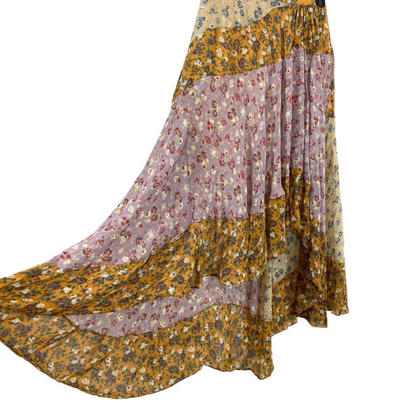 NWOT Zara Floral Patchwork High Low Ruffle Maxi Skirt - Picture 2 of 8